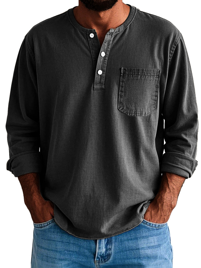 Gordon |  Men's Long Sleeve Henley Shirt with Pocket