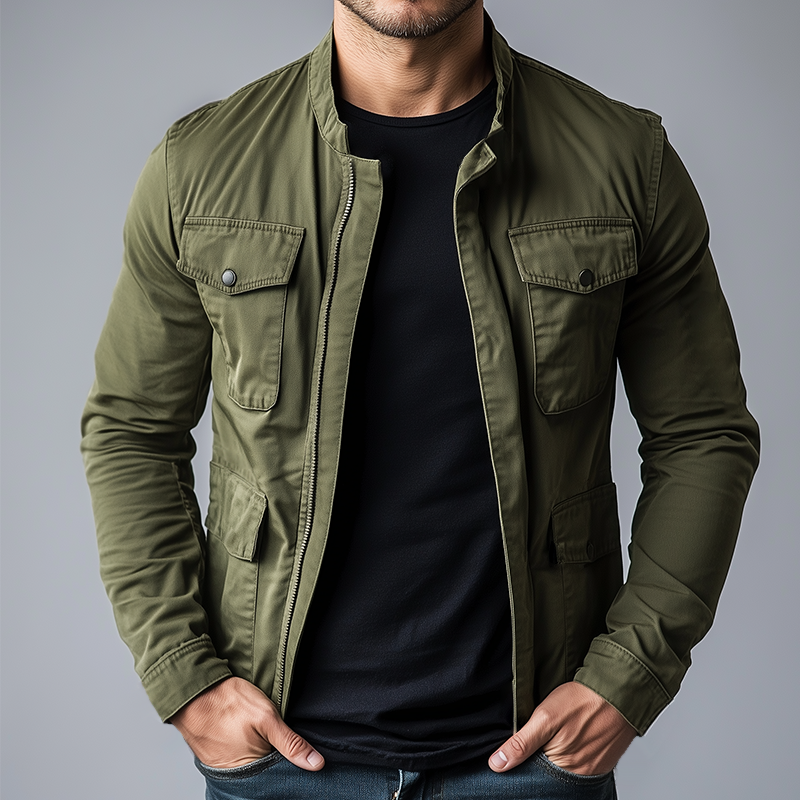 Patrick | Men's Stand Collar Zipper Jacket with Pockets
