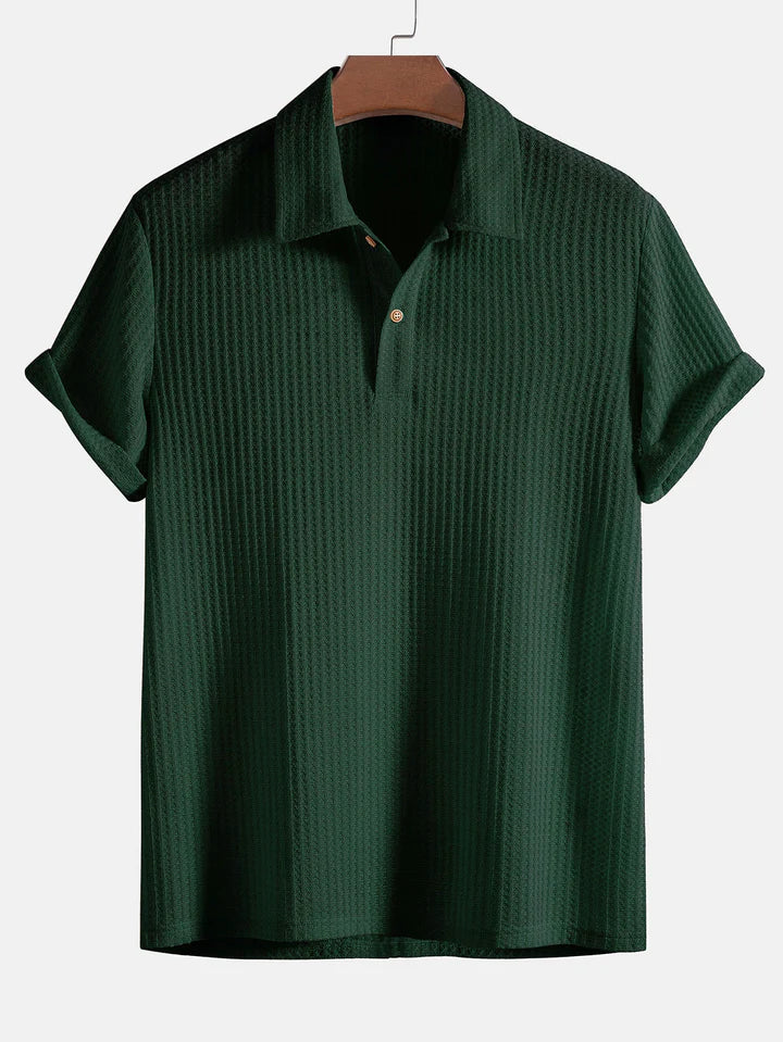 Kale | Men's Casual Knitted Waffle Polo Shirt