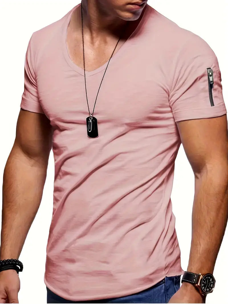 Blair | Men's V-Neck Tee with Zipper Pocket