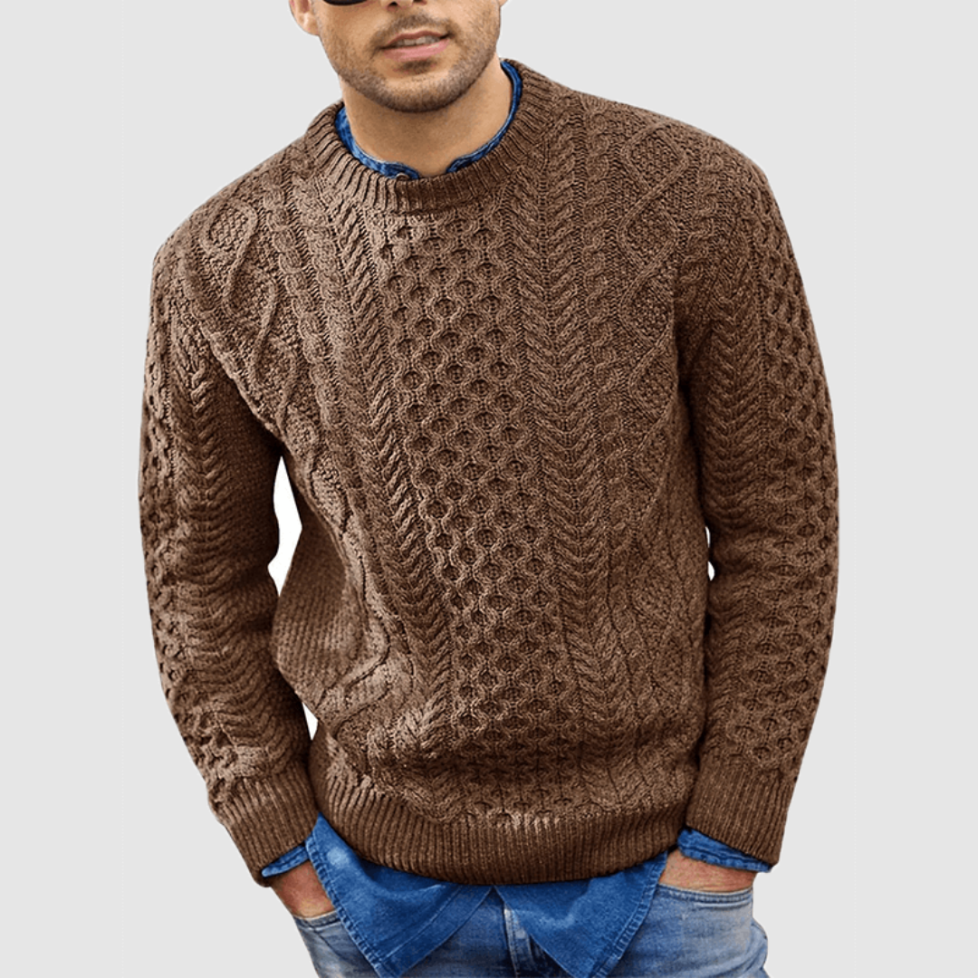 Jim | Men's Warm Crew Neck Cable Knit Sweater