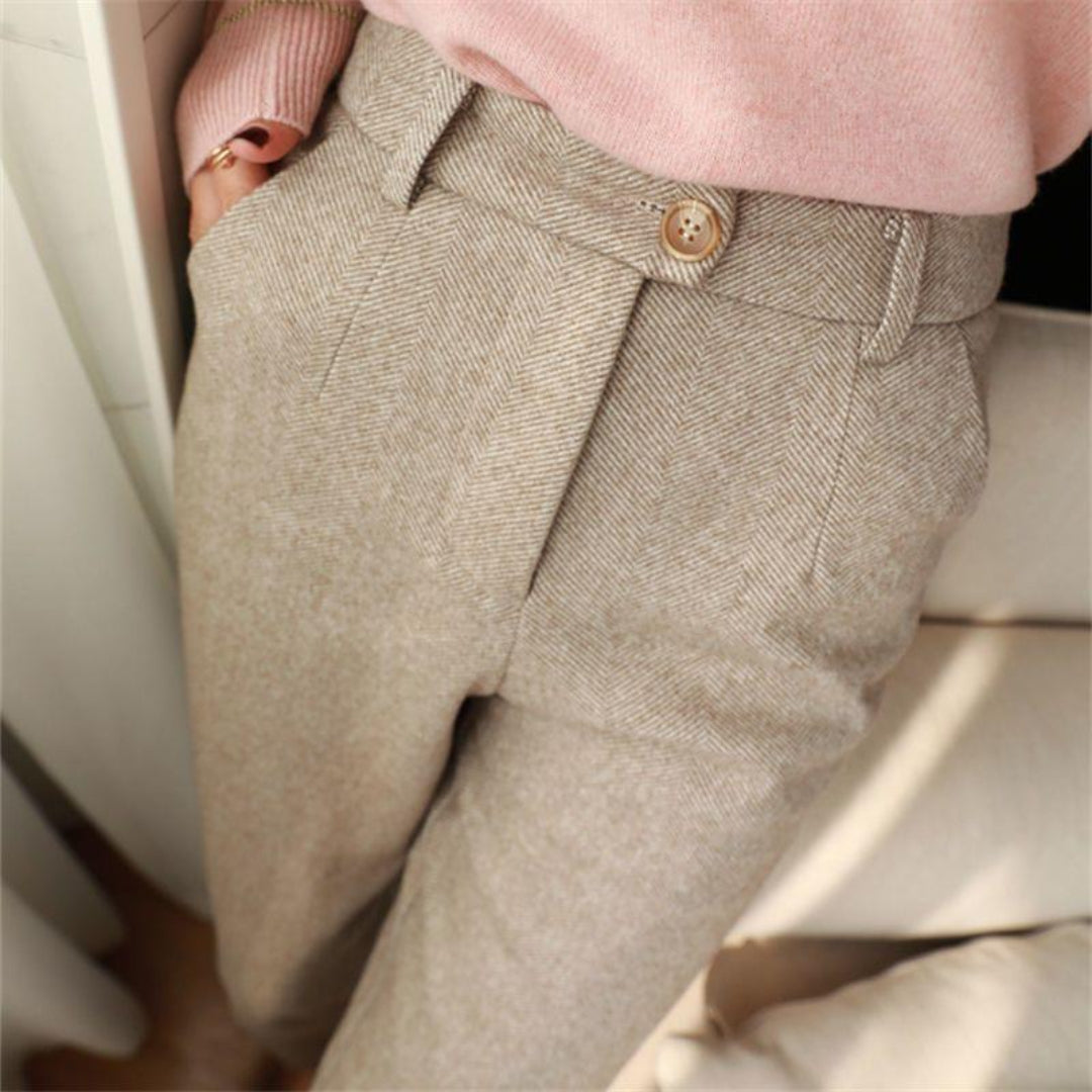 Levie | Men's Tailored Fit Herringbone Trousers