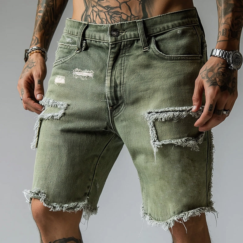 Tony | Men's Ripped Stretch Denim Shorts