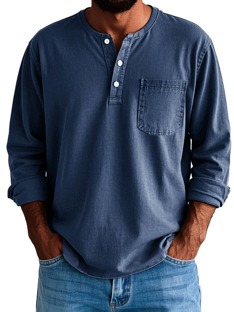 Gordon |  Men's Long Sleeve Henley Shirt with Pocket