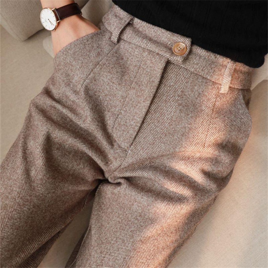 Levie | Men's Tailored Fit Herringbone Trousers