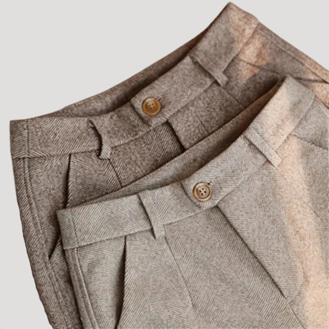 Levie | Men's Tailored Fit Herringbone Trousers