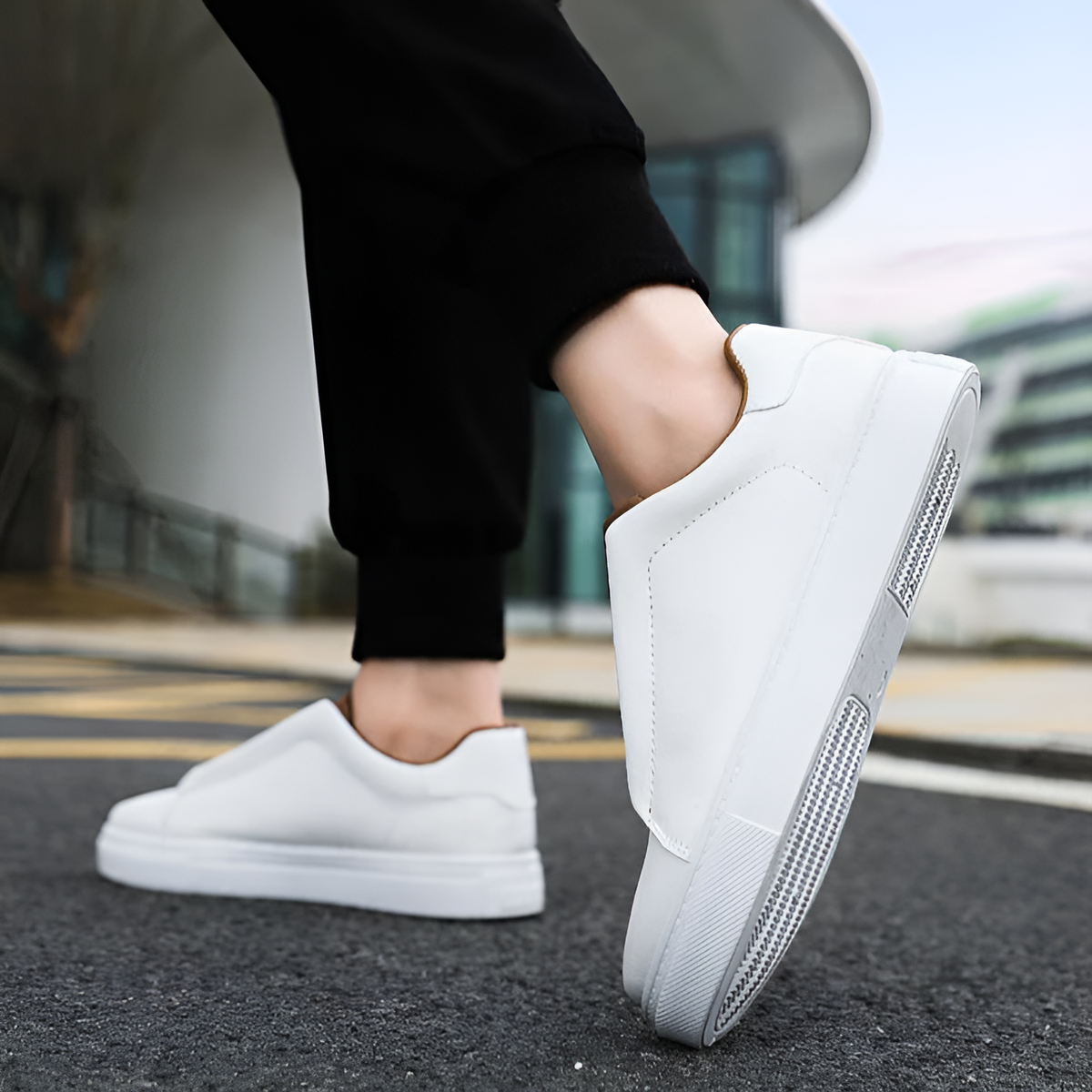 Odell | Men's Elastic Panel Laceless Leather Sneakers
