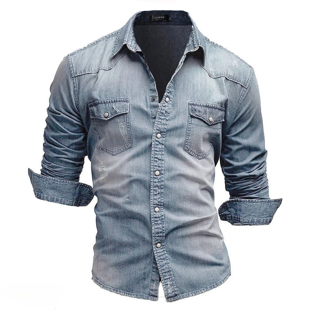 Ash | Men's Vintage Wash Denim Shirt with Pockets