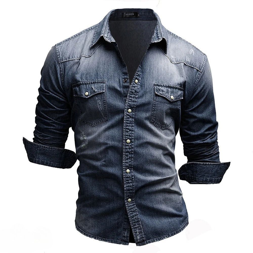 Ash | Men's Vintage Wash Denim Shirt with Pockets