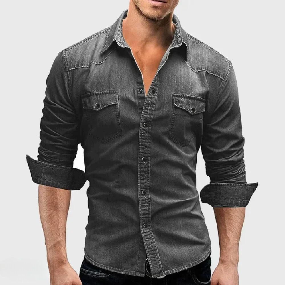 Ash | Men's Vintage Wash Denim Shirt with Pockets