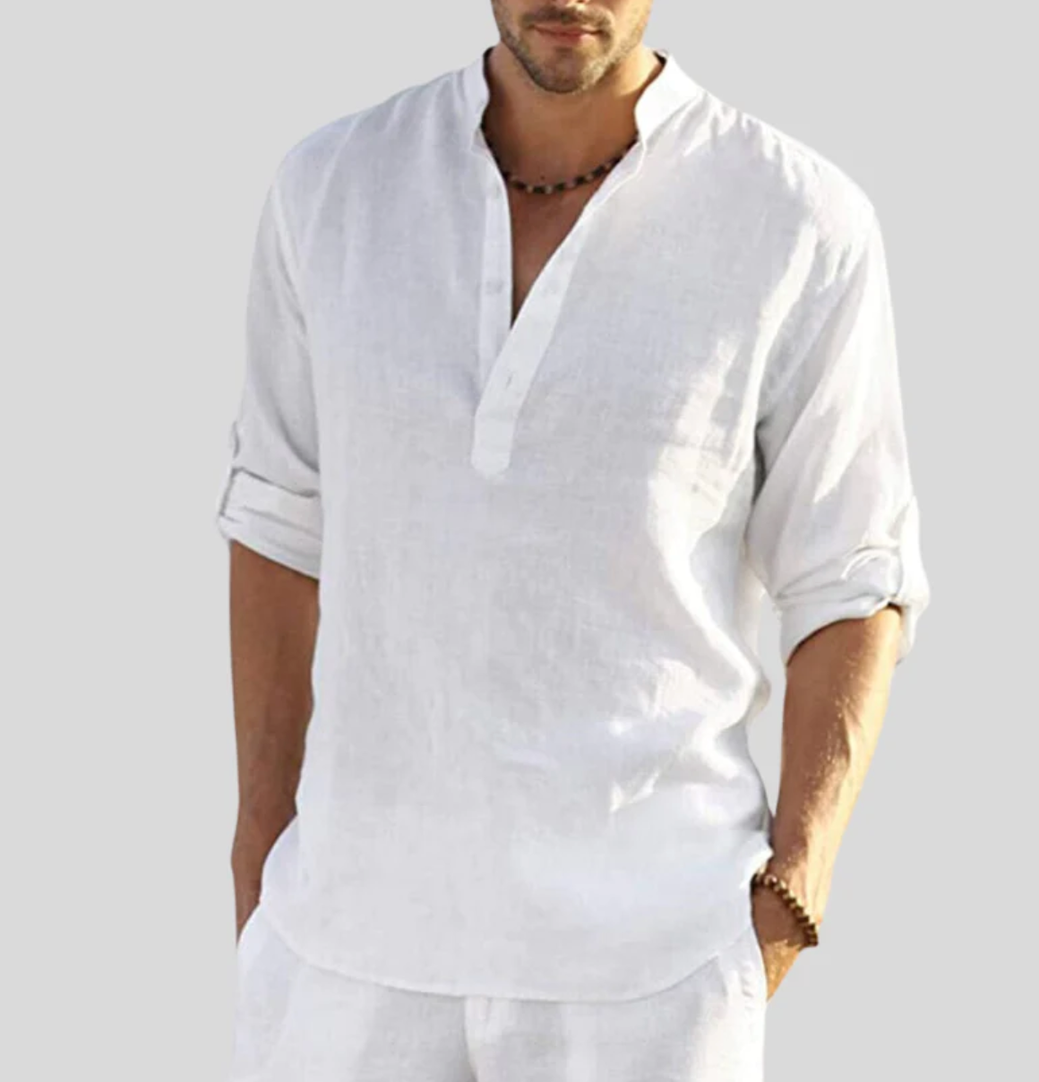 Finley | Men's Linen V-Neck Short Sleeve Button-Up Shirt