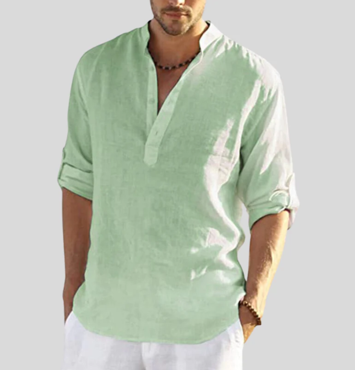 Finley | Men's Linen V-Neck Short Sleeve Button-Up Shirt
