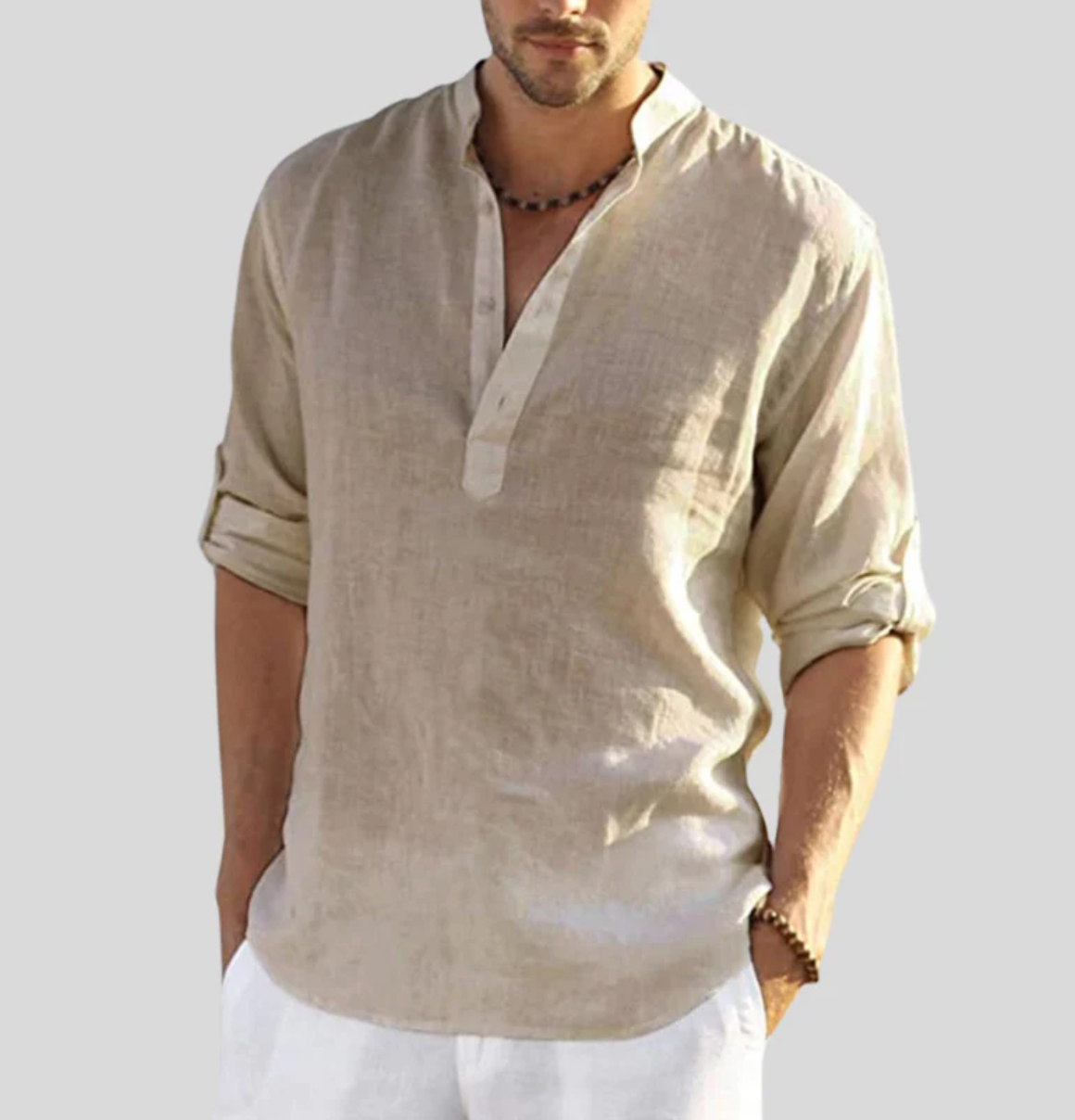 Finley | Men's Linen V-Neck Short Sleeve Button-Up Shirt