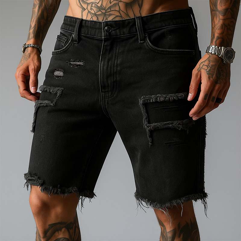 Tony | Men's Ripped Stretch Denim Shorts