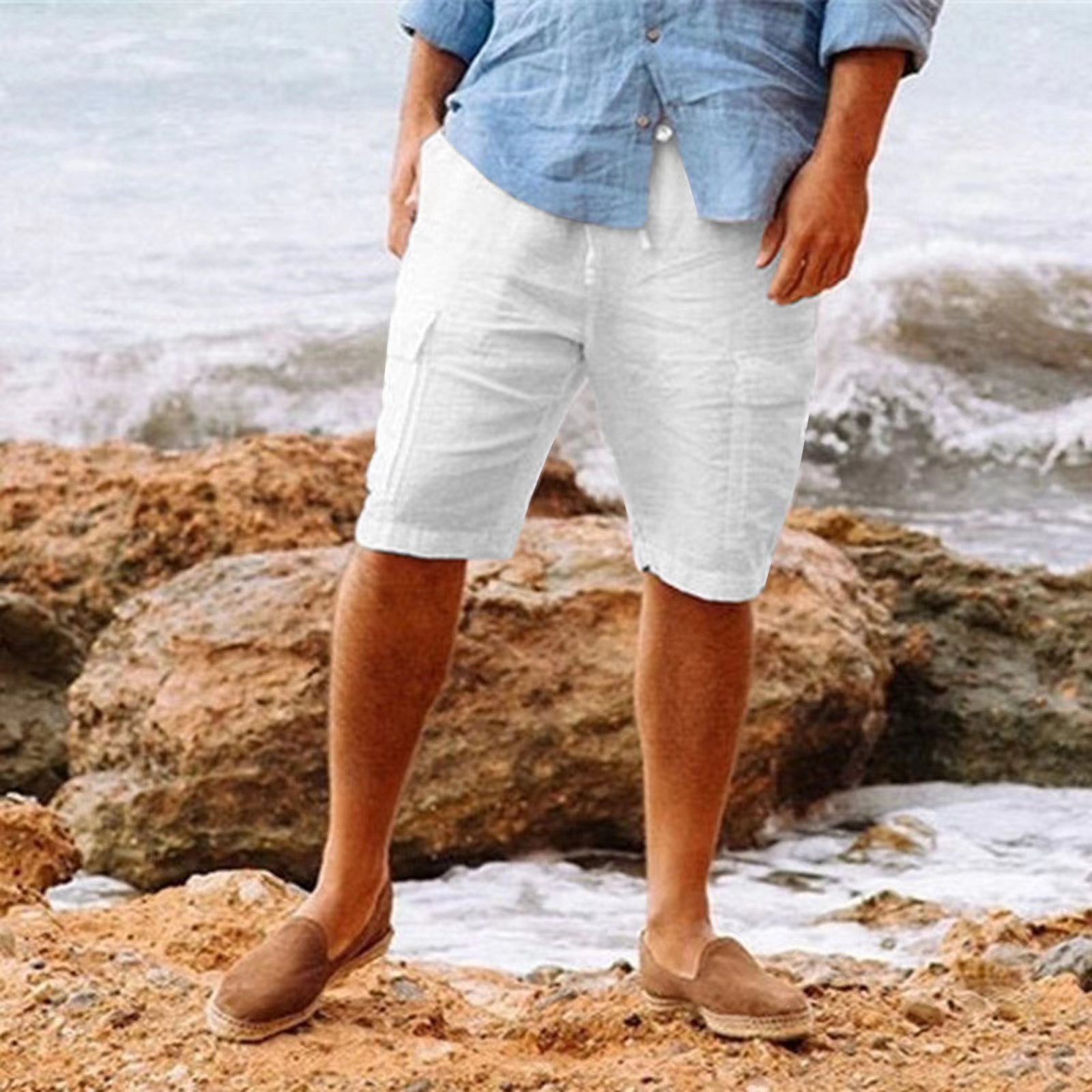 Stellan | Men's Linen Cargo Shorts