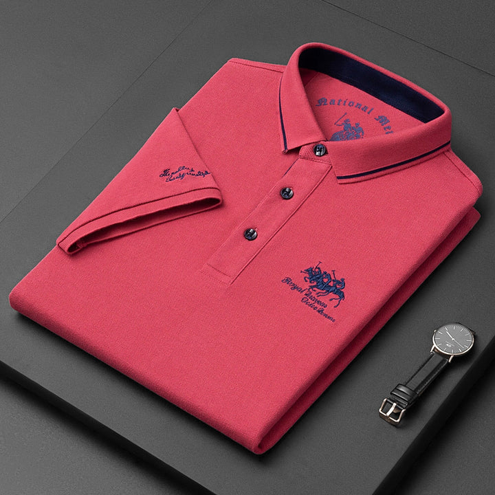 Franco | Men's Contrast Collar Knit Polo Shirt