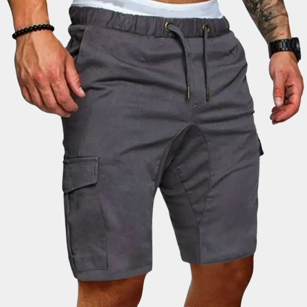 Simon |  Men's Drawstring Cargo Shorts with Flap Pockets