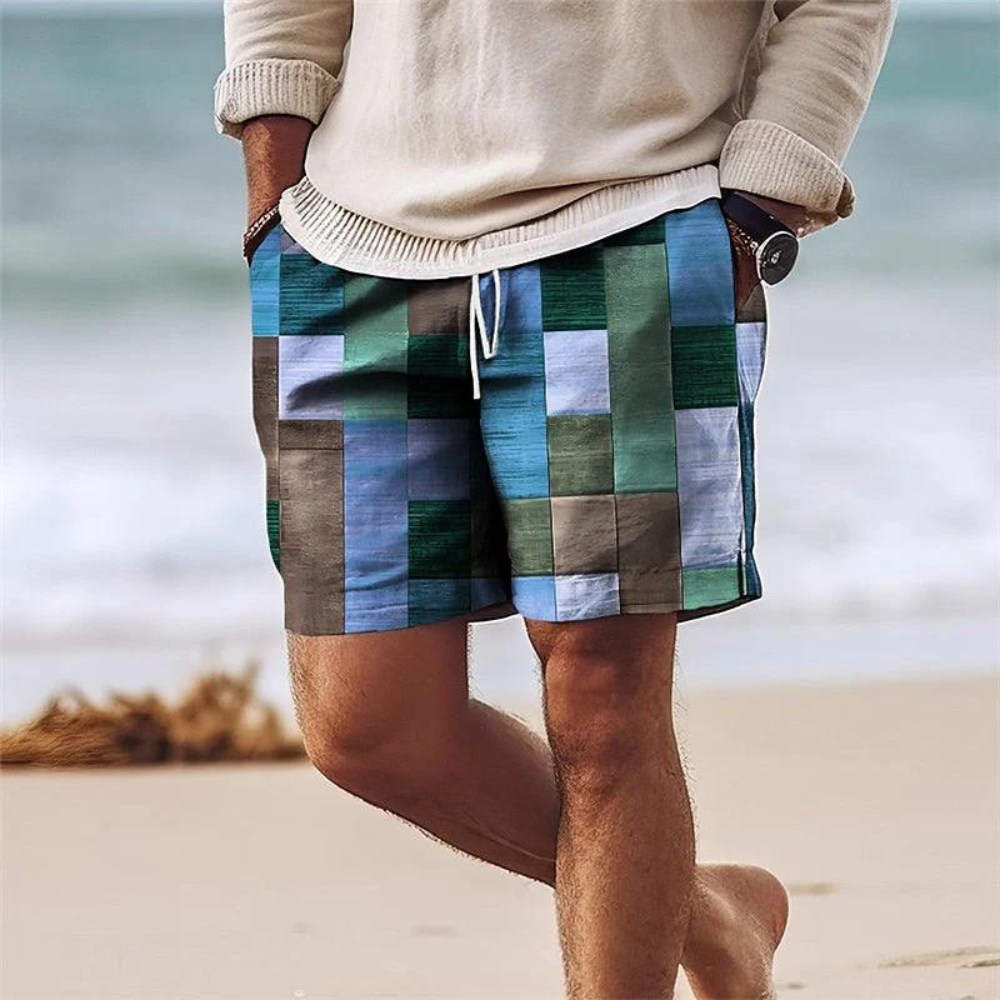 Buddy | Men's Geometric Print Drawstring Summer Shorts