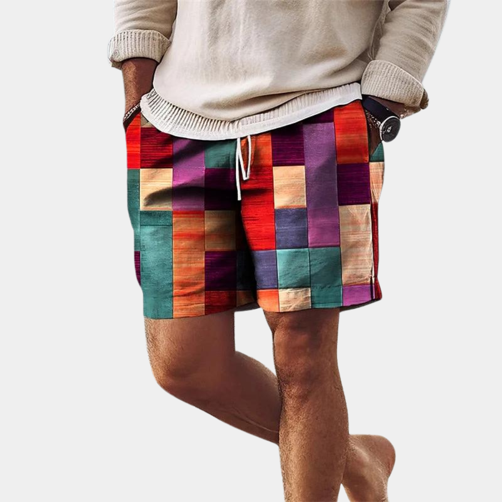 Buddy | Men's Geometric Print Drawstring Summer Shorts