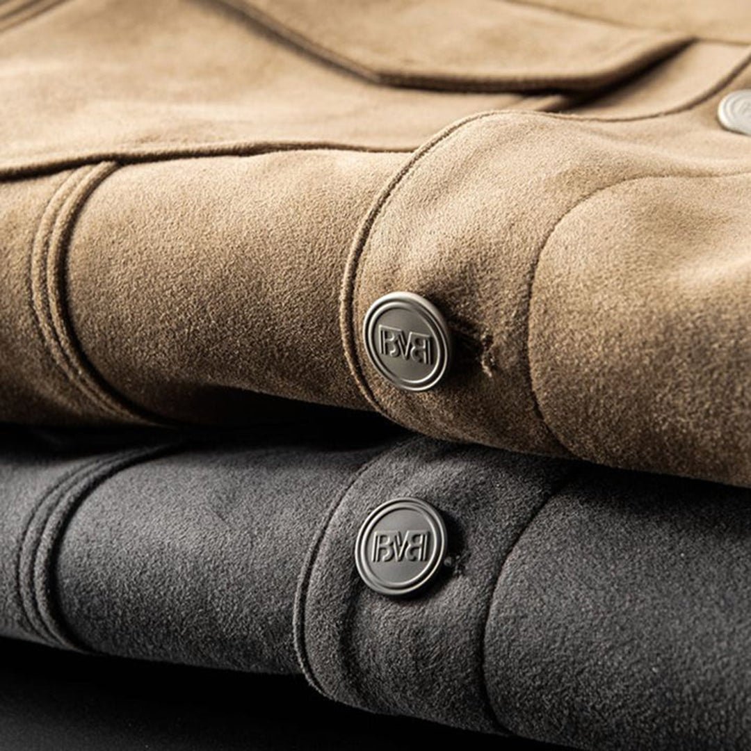 Eddie | Men's Vintage Suede Leather Jacket with Chest Pockets