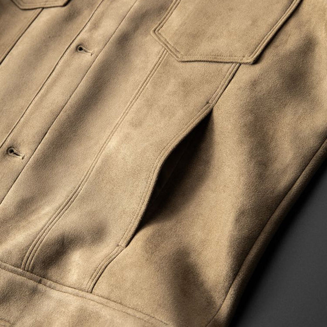 Eddie | Men's Vintage Suede Leather Jacket with Chest Pockets