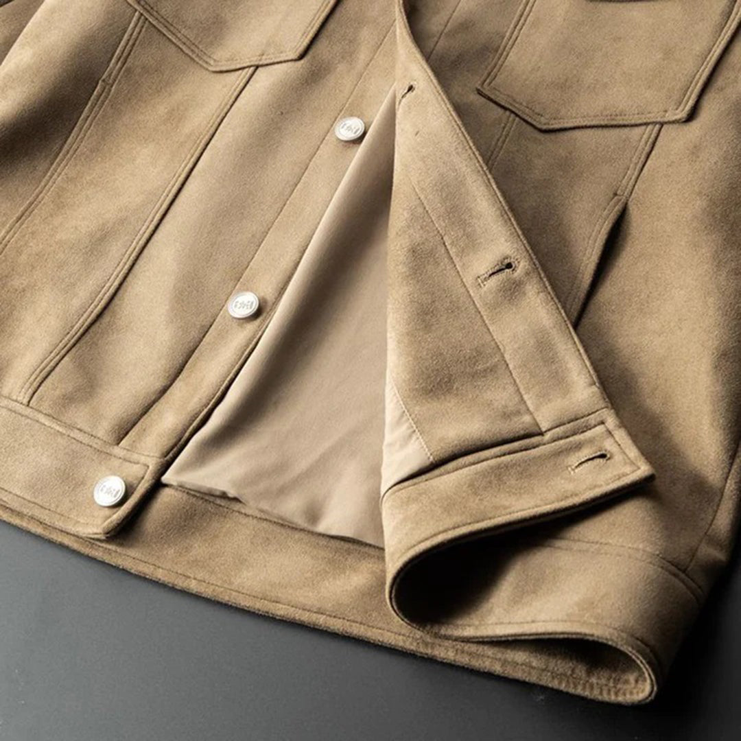 Eddie | Men's Vintage Suede Leather Jacket with Chest Pockets