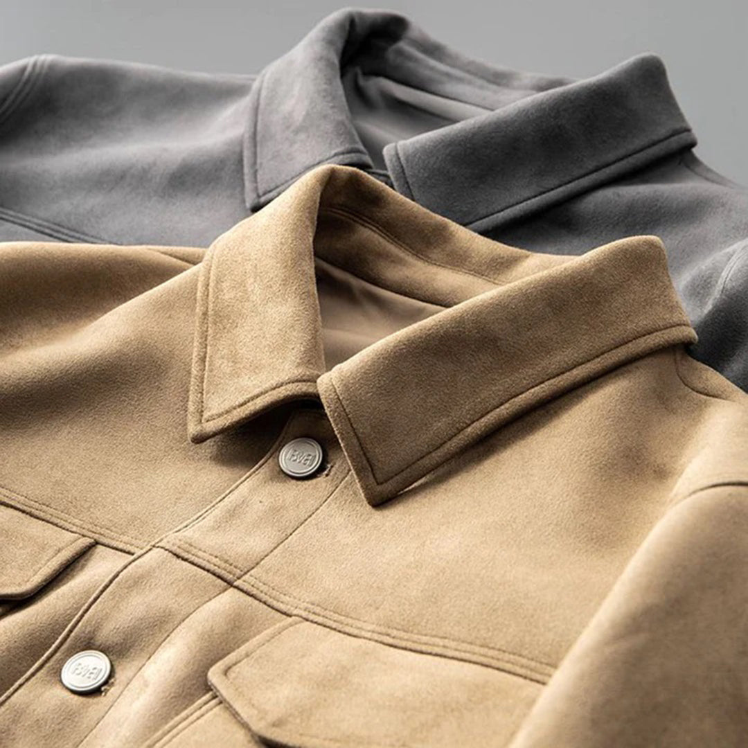 Eddie | Men's Vintage Suede Leather Jacket with Chest Pockets