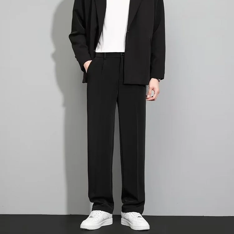 Rehan | Men's High-Waisted Straight Leg Trousers