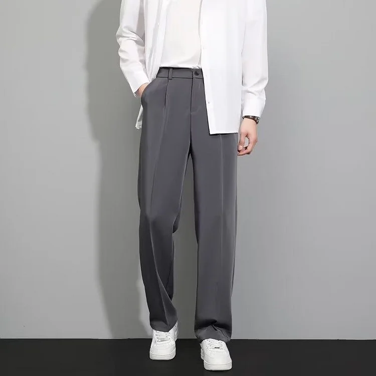 Rehan | Men's High-Waisted Straight Leg Trousers