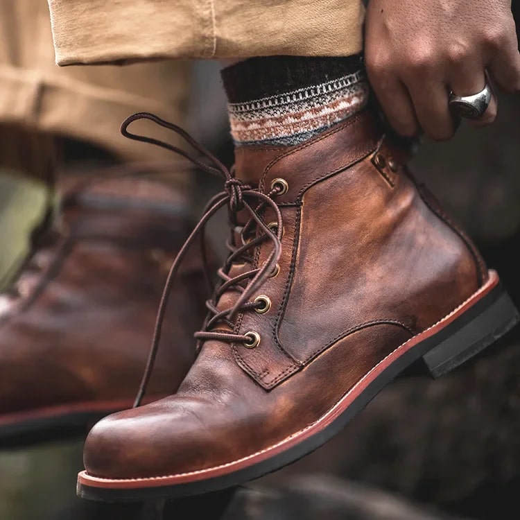 Toby | Men's Leather Ankle Boots with Buckle Strap
