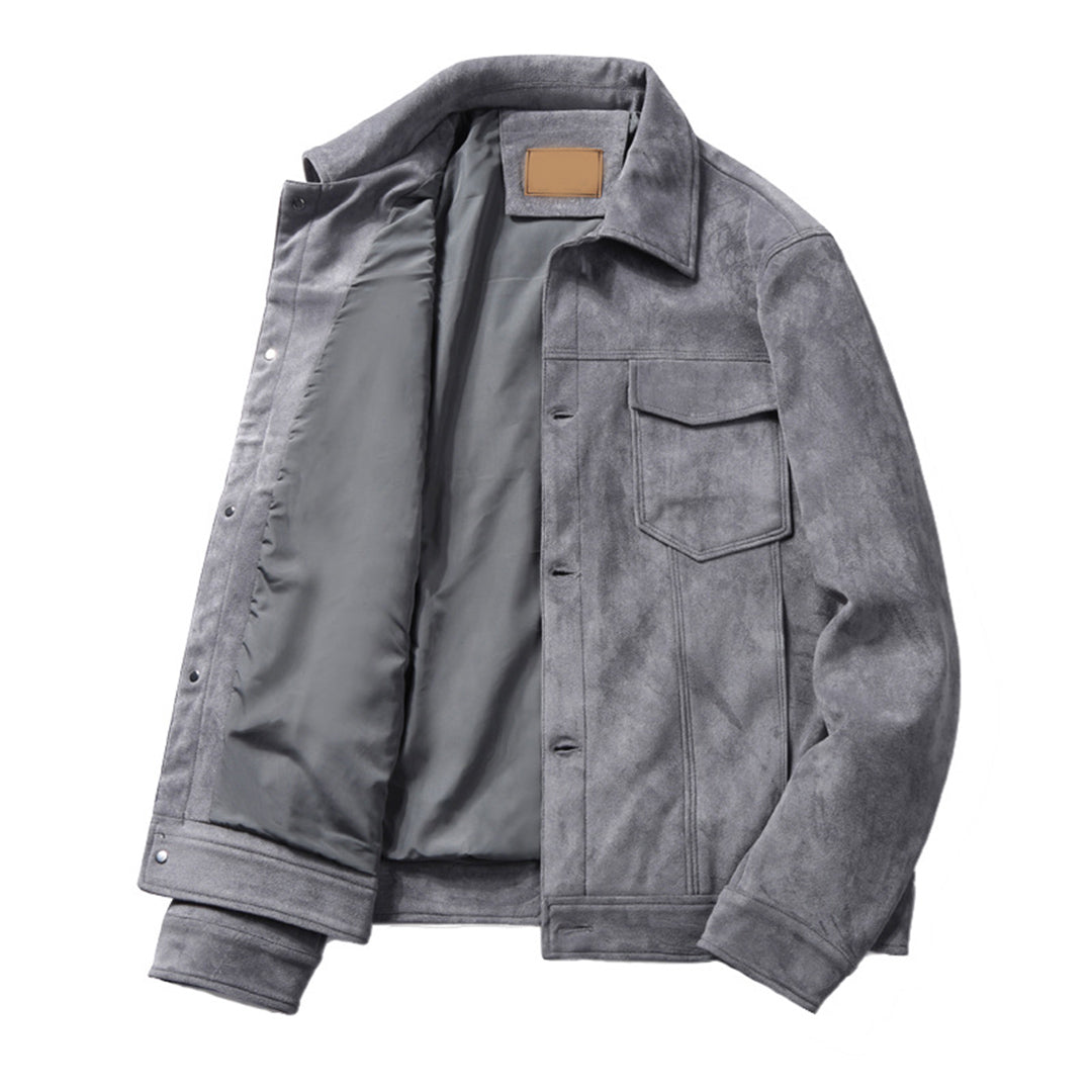 Eddie | Men's Vintage Suede Leather Jacket with Chest Pockets