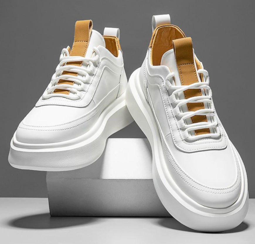 Dean | Men's White Chunky Sole Lace-Up Sneakers