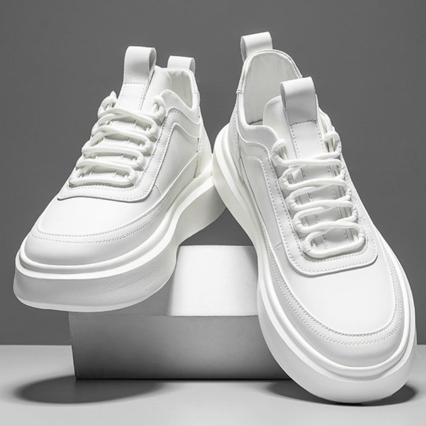 Dean | Men's White Chunky Sole Lace-Up Sneakers