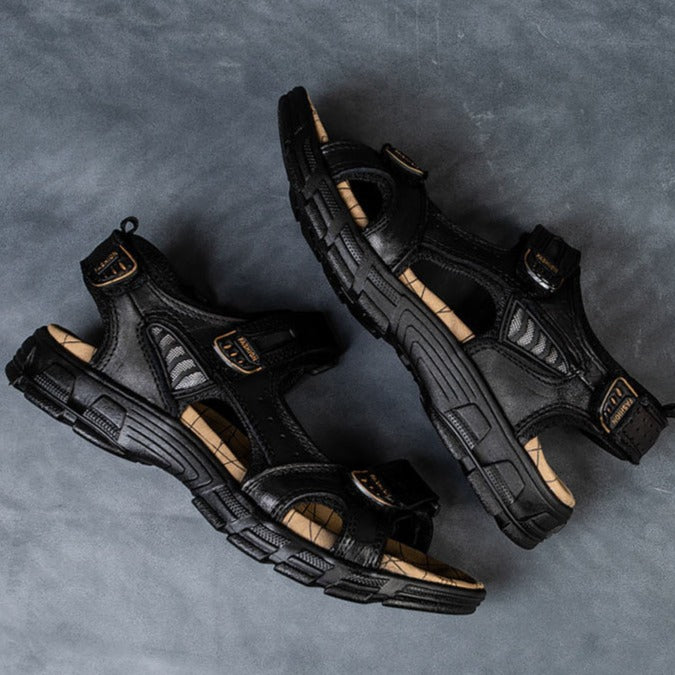 Jay | Men's Leather Sandals with Adjustable Buckle Straps