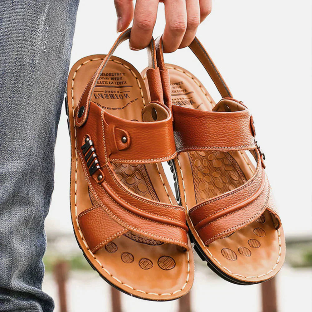 Zachary | Men's Orthopedic Open-Toe Leather Sandals