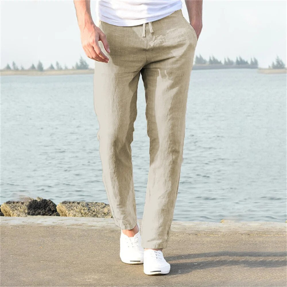 Malcom | Men's Casual Linen Drawstring Trousers