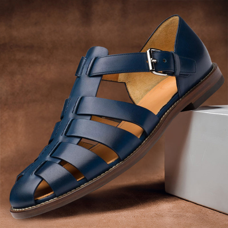 Elias | Men's Vegan Leather Multi-Strap Sandals with Ankle Buckle