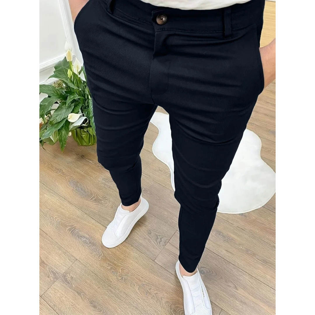 Ambrose | Men's Slim Fit Textured Tapered Trousers