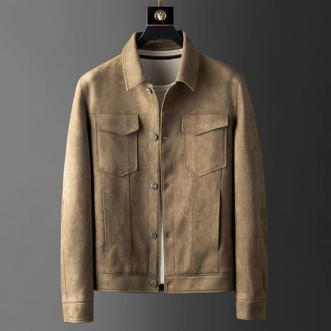 Eddie | Men's Vintage Suede Leather Jacket with Chest Pockets
