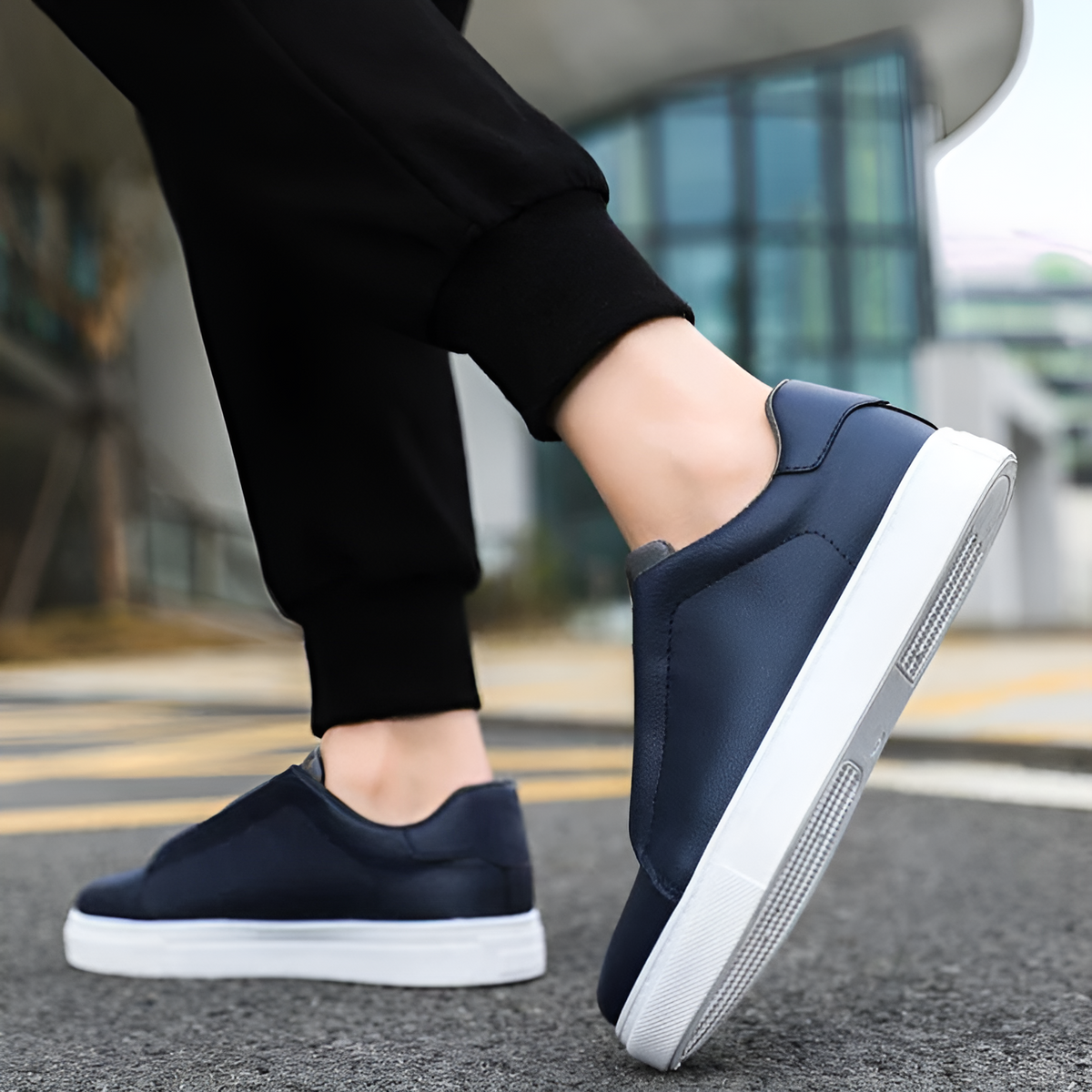 Odell | Men's Elastic Panel Laceless Leather Sneakers