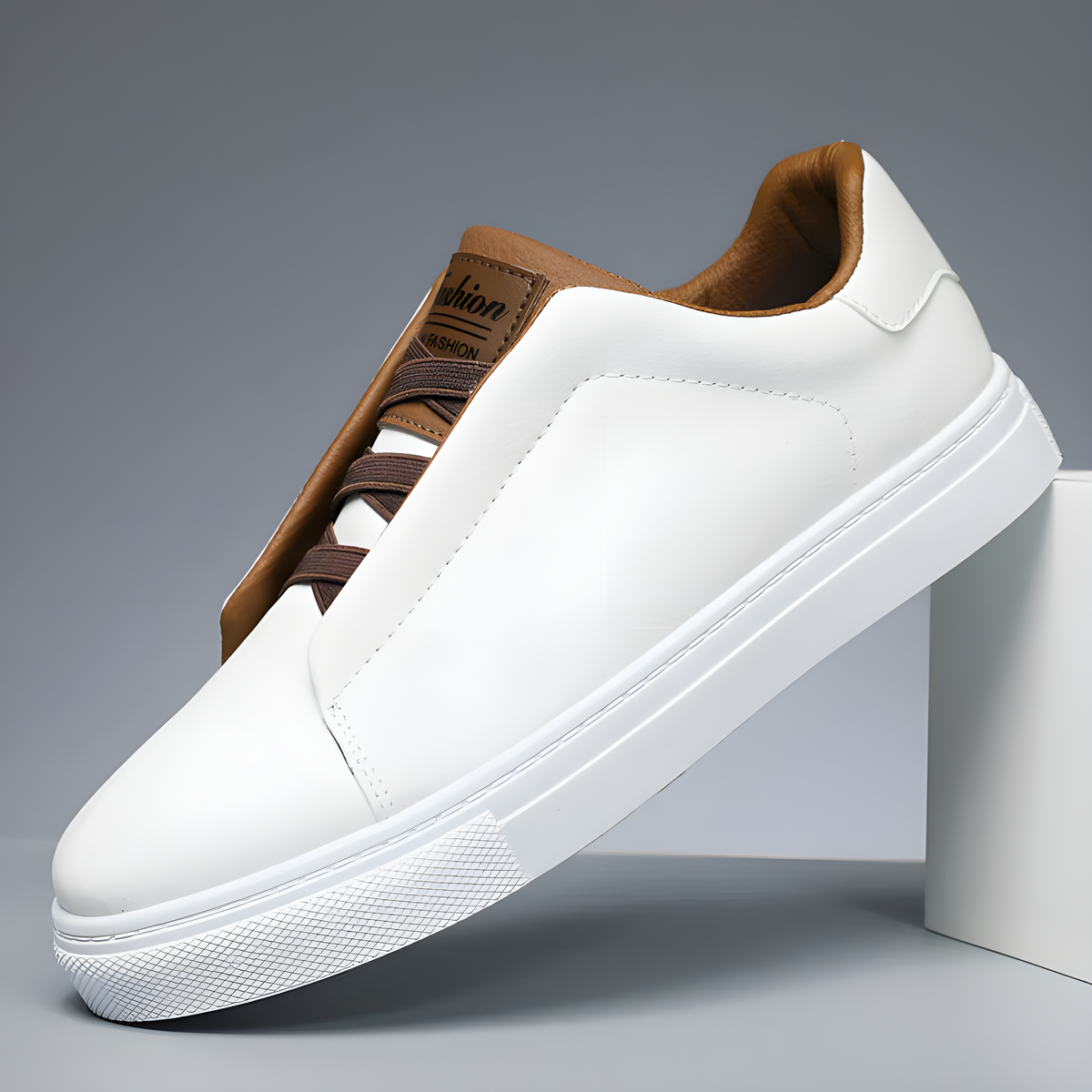 Odell | Men's Elastic Panel Laceless Leather Sneakers