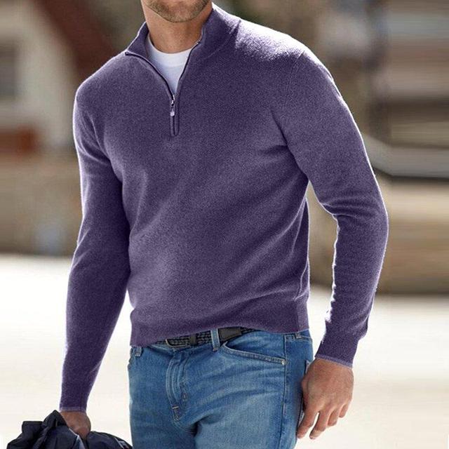 Eli | Men's Quarter Zip V-Neck Sweater