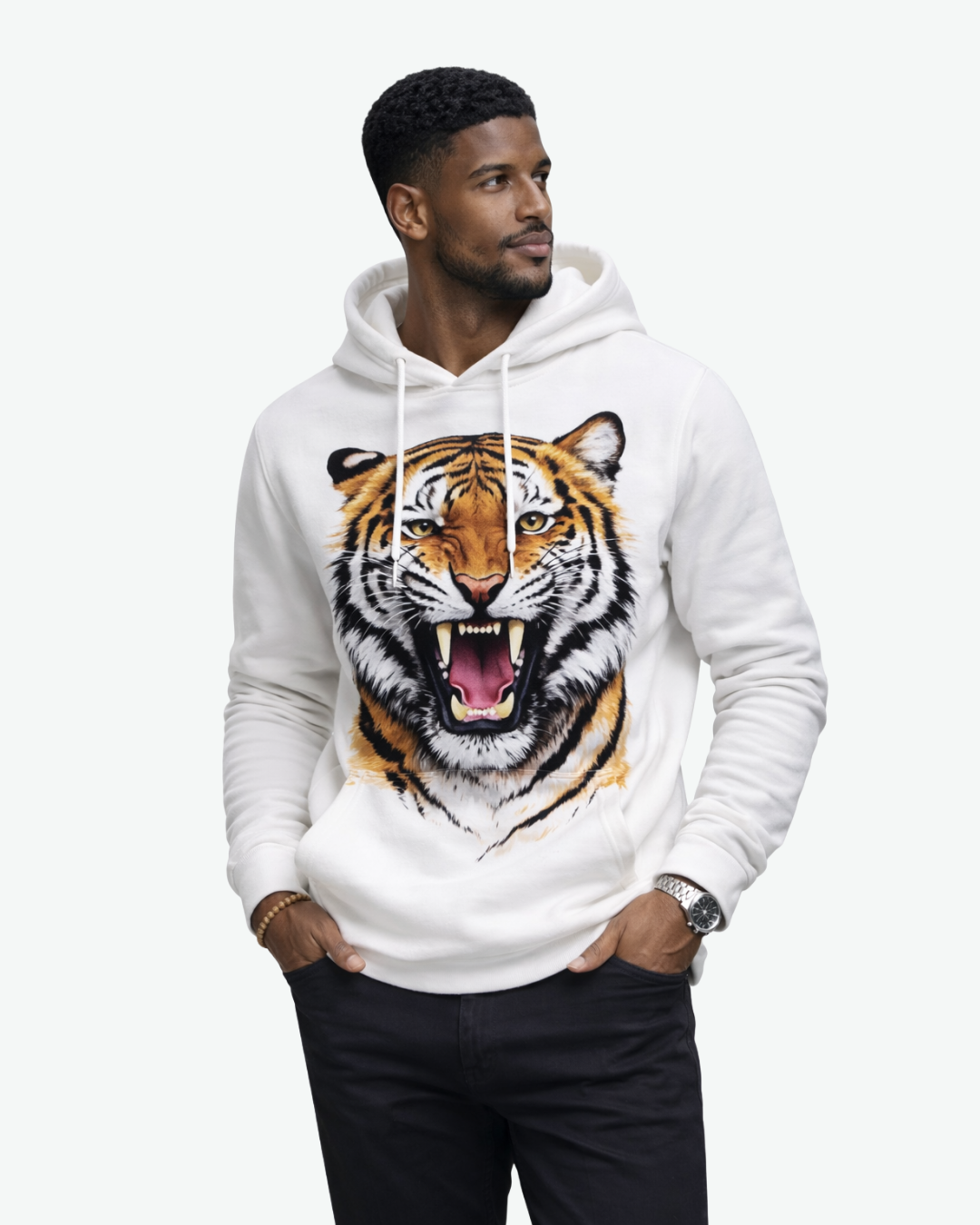 Men’s Graphic Print Hoodie with Drawstring Hood