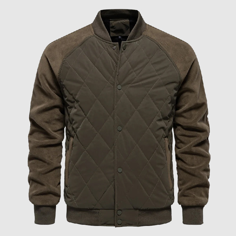 Duncan | Men's Snap-Front Panel Quilted Hybrid Bomber Jacket