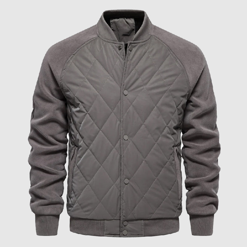 Duncan | Men's Snap-Front Panel Quilted Hybrid Bomber Jacket
