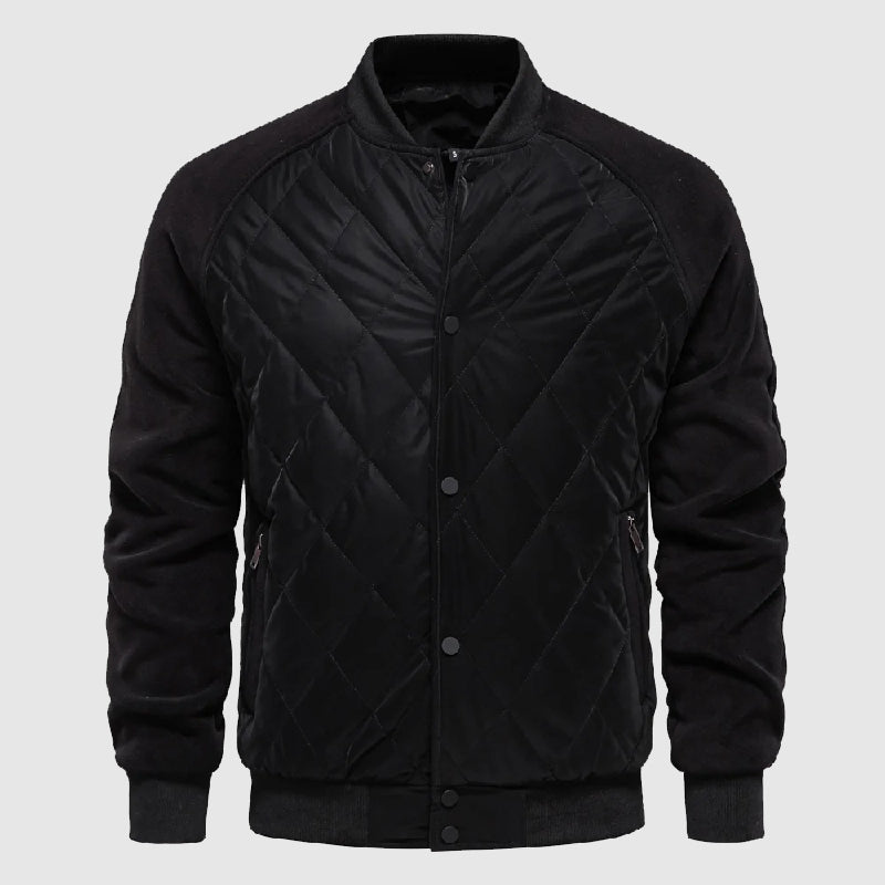 Duncan | Men's Snap-Front Panel Quilted Hybrid Bomber Jacket