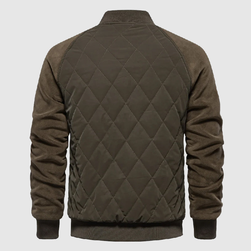 Duncan | Men's Snap-Front Panel Quilted Hybrid Bomber Jacket