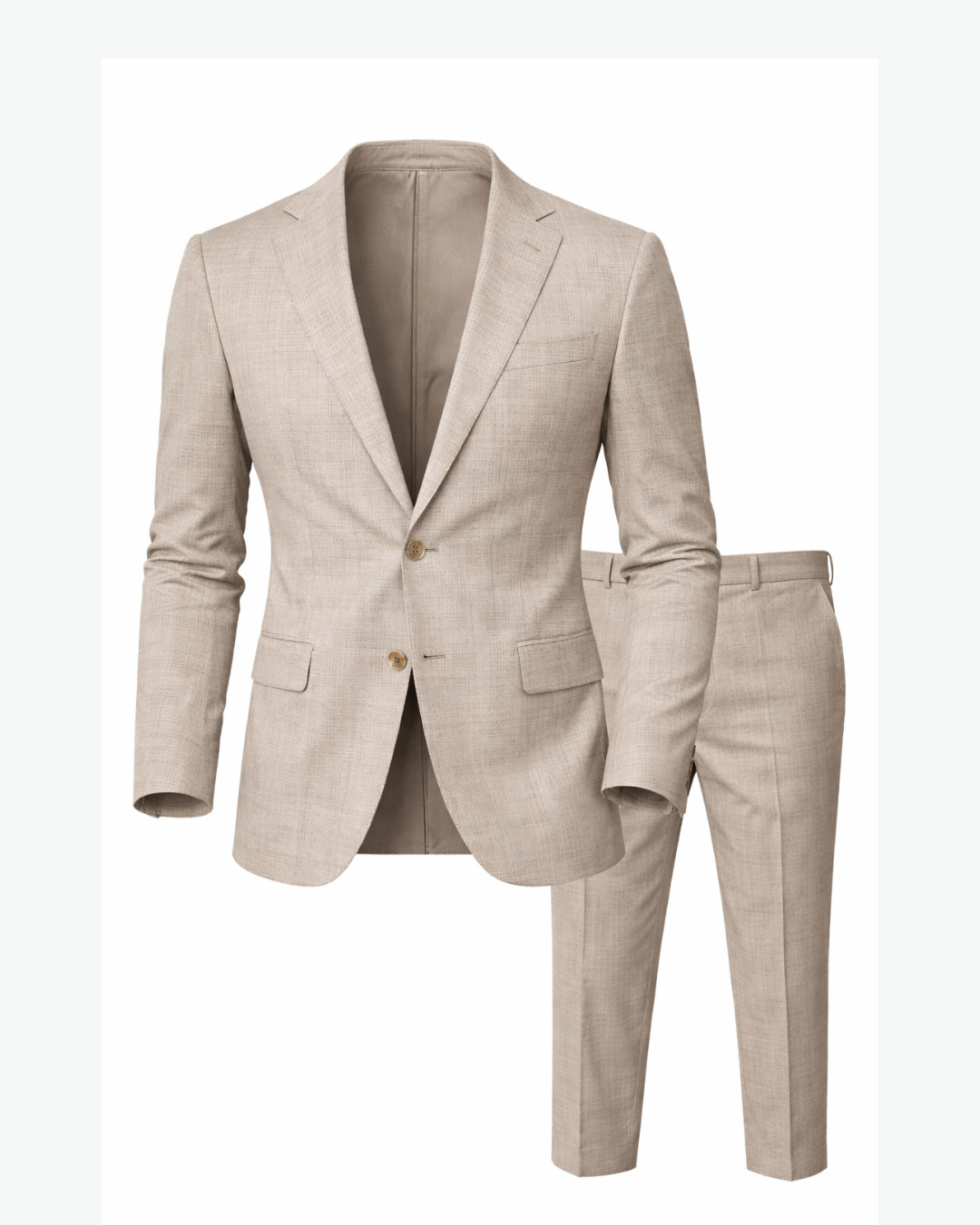 Men’s Two-Piece Suit with Notch Lapel Jacket and Flat-Front Trousers
