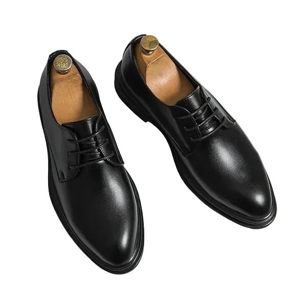 Edison | Men's Classic Black Leather Derby Shoes