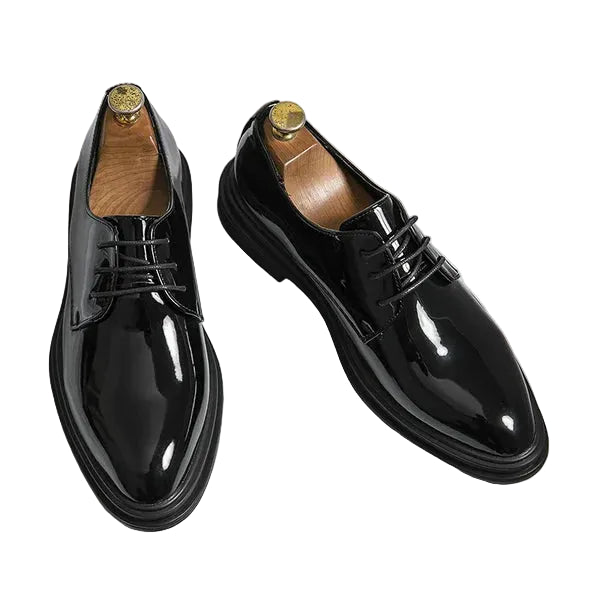 Edison | Men's Classic Black Leather Derby Shoes